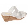 Papuci dama albi din piele naturala cu platforma wedge perforata PAP46A